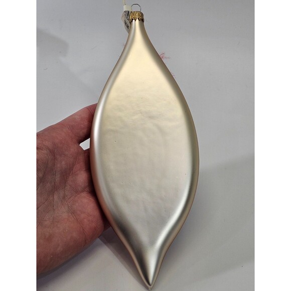 Marshall Field's Italy Blown Glass Teardrop White Dress Christmas Ornament VTG - Picture 3 of 3